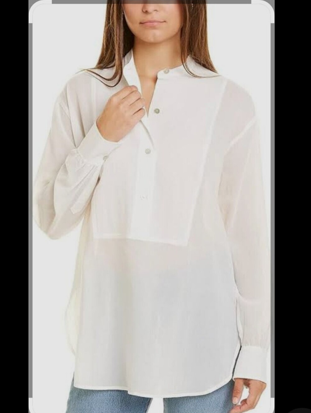 Vince Easy Bib Front Top Womens Med White Academia Classic 100% Cotton